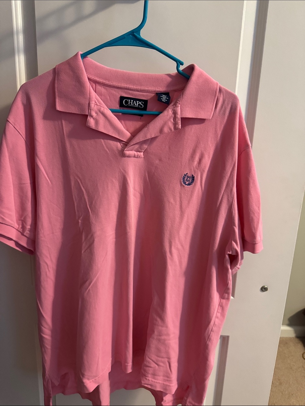 Chaps Men’s Light Pink Polo with Embroidered Crest